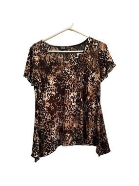 Shannon Ford New York Tunic Blouse Womens Small Brown & Black Animal Print